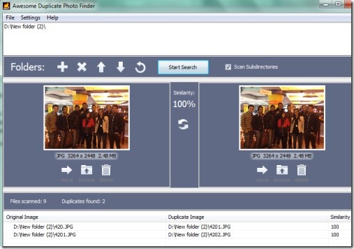 Awesome Duplicate Photo Finder Interface
